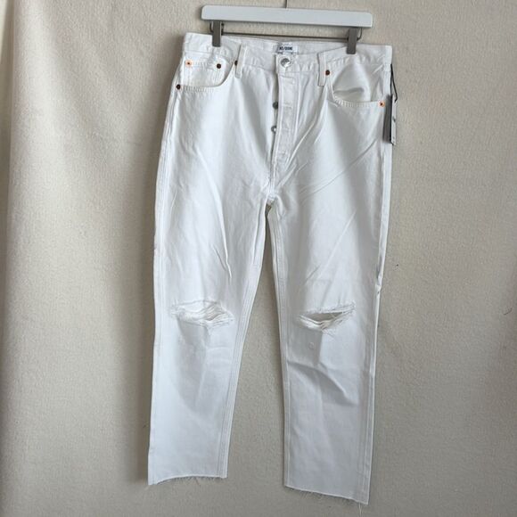 ReDone 70s Stovepipe Jeans Womens Size 31 White Destroyed - Picture 3 of 11